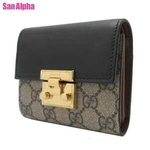 Gucci GG Supreme Padlock Wallet Coin Black Beige Tan Multi